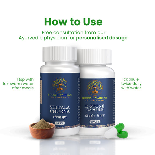 Kidney Stone Relief Combo for Stone Flushing, UTI & Pain | Ayurvedic Capsule + Cooling Churna
